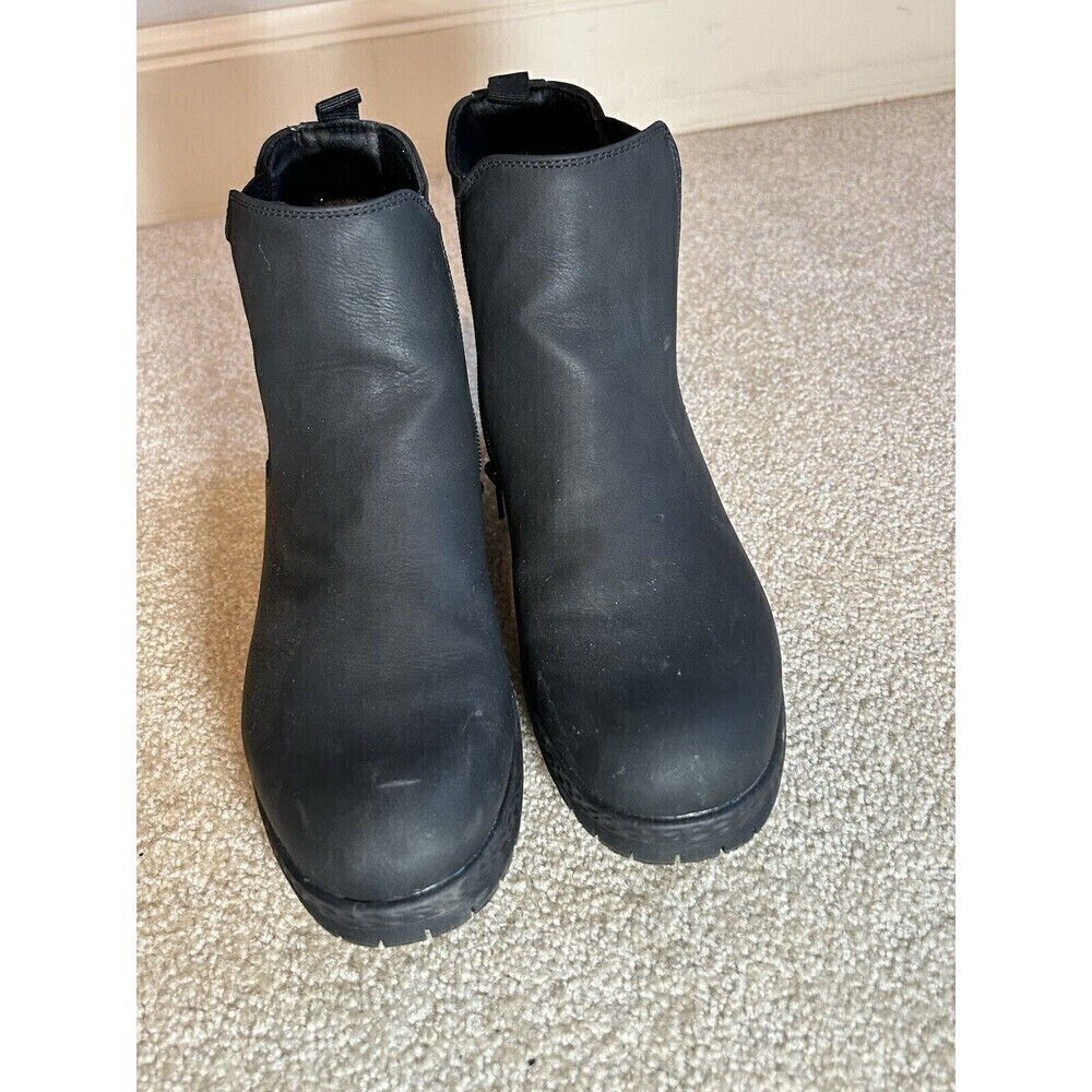 Mysoft Black Chelsea Ankle Boots Side Zipper Chunky Block Low Heel Size 9 - Picture 2 of 8